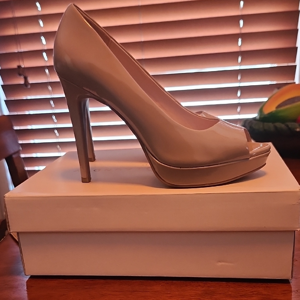 Elegant Beige Peep-Toe Heels